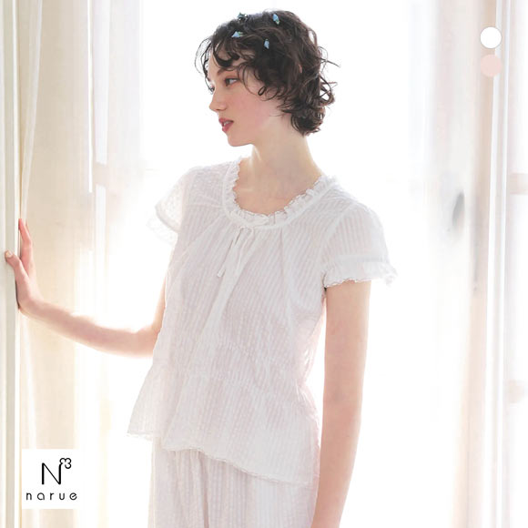 ナルエー パジャマ コットンサッカーセットアップ セットアップ 上下セット ルームウェア 9分丈 Narue