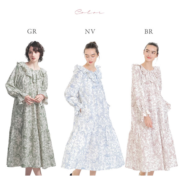 ナルエー パジャマ コットンダブルガーゼトワルドジュイナイトドレス ルームウェア 綿100％ ワンピース ネグリジェ NARUE