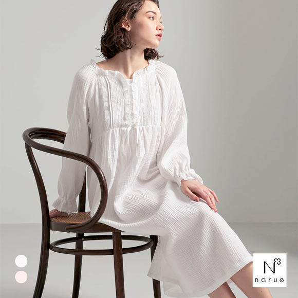 ナルエー パジャマ シュークリームガーゼRクラシカルドレス ルーム