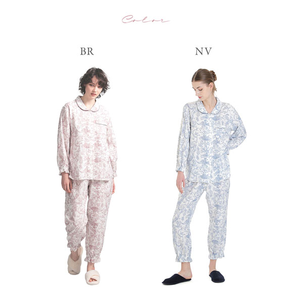ナルエー パジャマ コットンダブルガーゼトワルドジュイシャツパジャマ セットアップ ルームウェア 上下セット NARUE