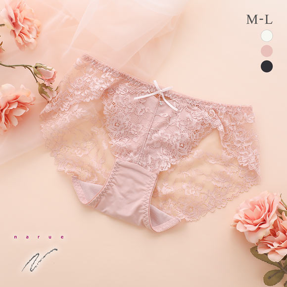 ナルエー ランジェリー レーシーアップバックレース 総レース ショーツ M L スタンダード バックレース