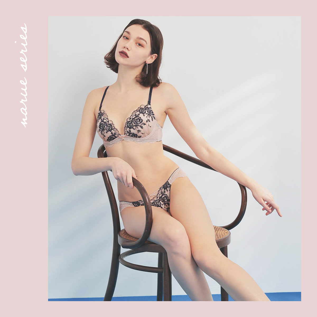 ナルエー ランジェリー ローズ ブラジャー L字ワイヤー 大きいサイズ DE NARUE