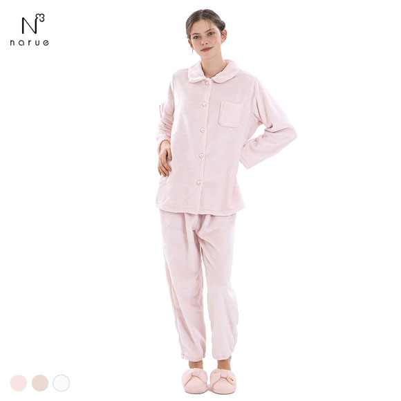 ナルエー パジャマ シャイニースノーエンボスハートシャツパジャマ