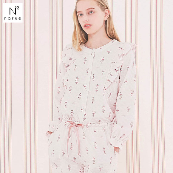 ナルエー パジャマ 裏綿接結(綿入り)くるみ割り人形フリルパジャマ