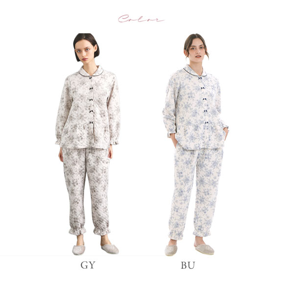 ナルエー パジャマ 裏綿接結(綿入り)トワルドラパンシャツパジャマ セットアップ 上下セット ルームウェア 長袖