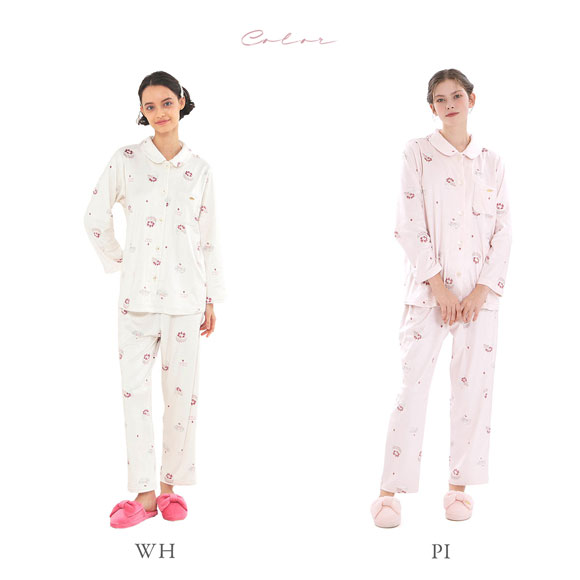ナルエー パジャマ スノースムージーホイップケーキシャツパジャマ ルームウェア ロングパンツ 長袖 上下セット NARUE
