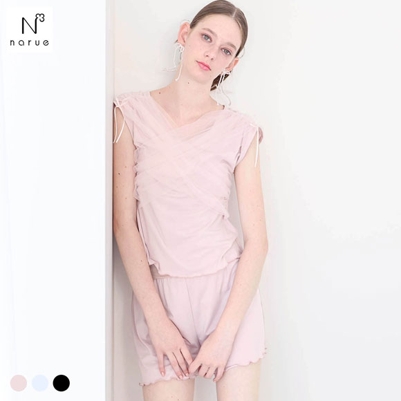ナルエー パジャマ ルナ・チュールセットアップ 上下セット ルームウェア 半袖 NARUE
