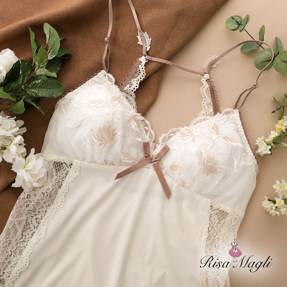 【ひじりこ】リカバリーウェア Ladies セット L オフホワイト リサマリ Risa Magli カイリー カップ付き スリップ ランジェリー
