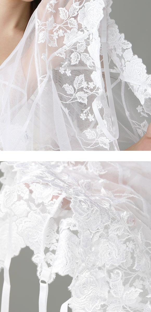 ボンレヴェール BonRevaire バラ柄チュールレース シースルー レース