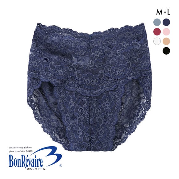 ボンレヴェール BonRevaire 総レース スタンダード ショーツ 深め ハイウエスト M L 日本製 単品