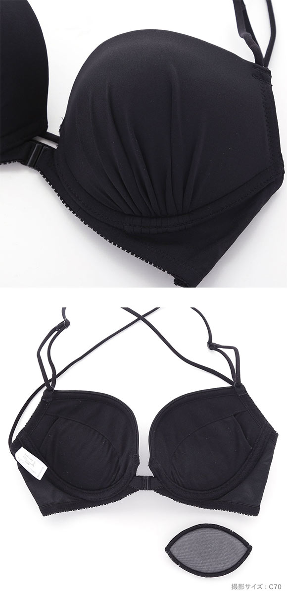 ループバック フロントホック ブラジャー ショーツ セット 背中見せ 背中開き オフショル