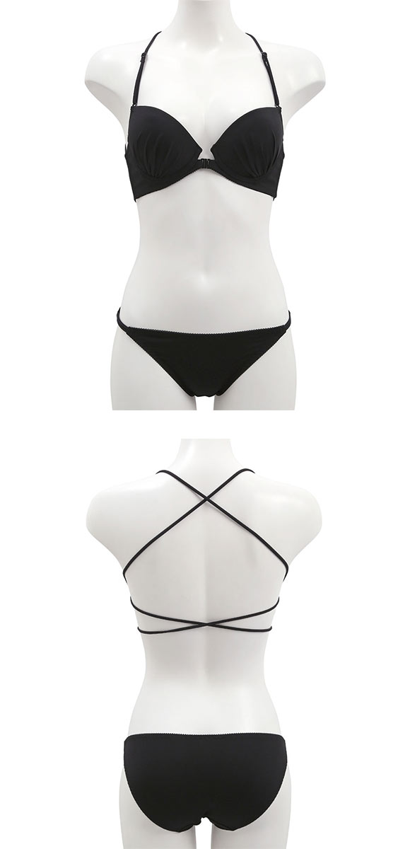 ループバック フロントホック ブラジャー ショーツ セット 背中見せ 背中開き オフショル