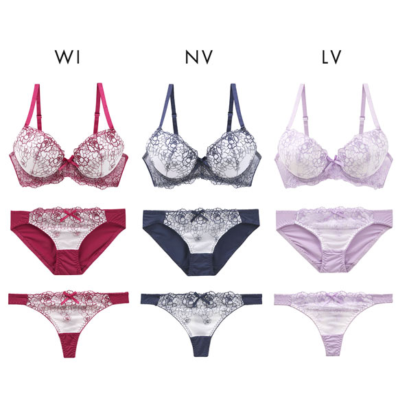 ローズ ラメレース ブラジャー ショーツ セット Tバック 3点セット BCDEF 大きいサイズ