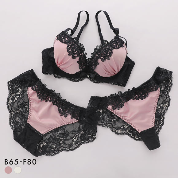 サテンケミカルレース ブラジャー ショーツ セット Tバック 3点セット