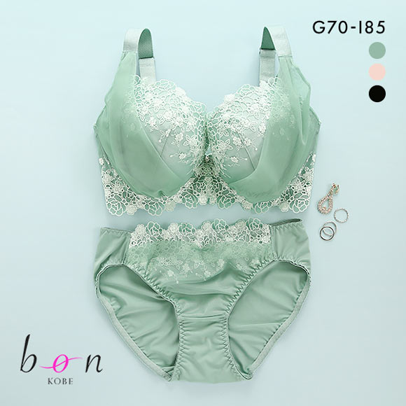 ビーオーエヌ bon 脇すっきりバストメイクブラ チュールヴェール プチフラワー シリーズ ブラジャー ショーツ セット GHI 脇高 脇肉