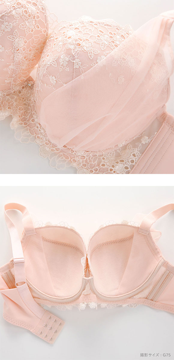 ビーオーエヌ bon 脇すっきりバストメイクブラ チュールヴェール プチフラワー シリーズ ブラジャー ショーツ セット GHI 脇高 脇肉