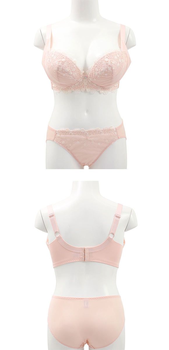 ビーオーエヌ bon 脇すっきりバストメイクブラ チュールヴェール プチフラワー シリーズ ブラジャー ショーツ セット GHI 脇高 脇肉