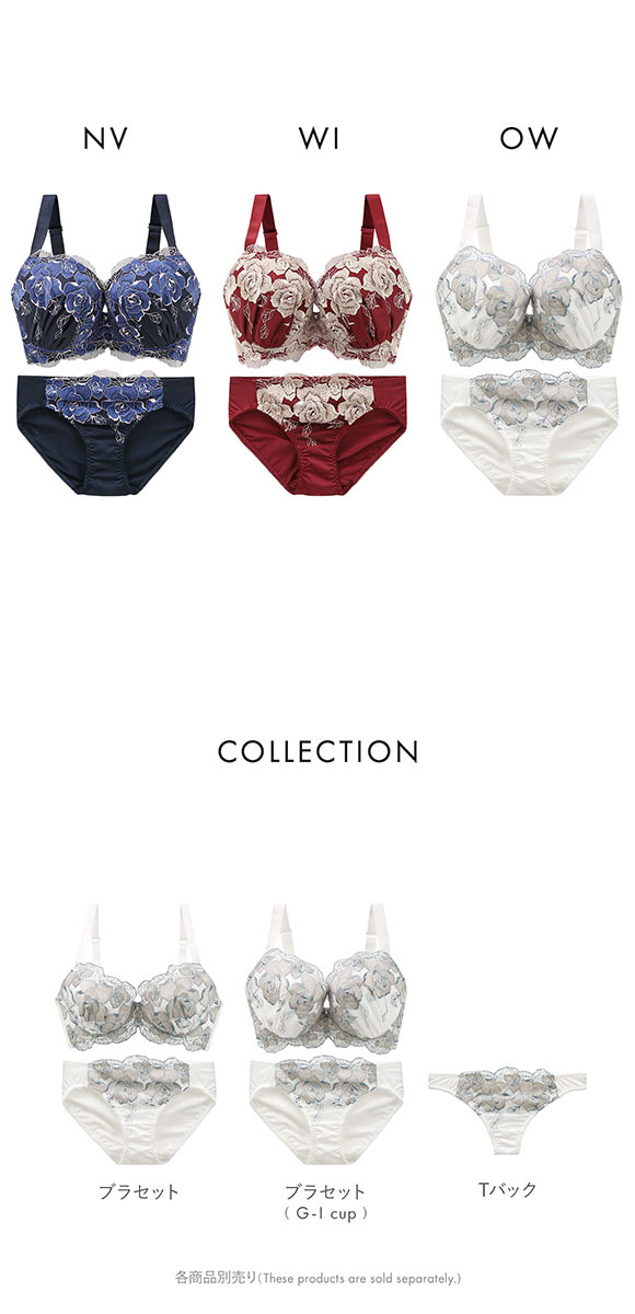 ビーオーエヌ bon 美胸 脇寄せ バストメイクブラ 大輪のバラ柄レース シリーズ ブラジャー ショーツ セット GHI 脇すっきり 脇高