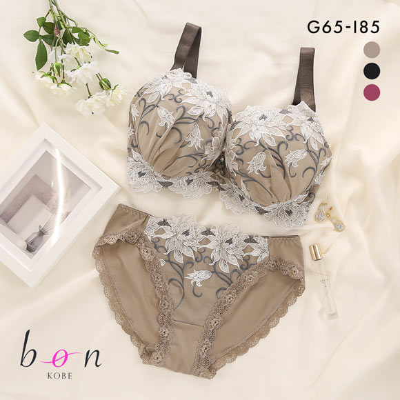 ビーオーエヌ 美胸 脇寄せ バストメイクブラ エレガンスローズ シリーズ ブラジャー ショーツ セット GHI bon 脇すっきり 脇高 脇肉