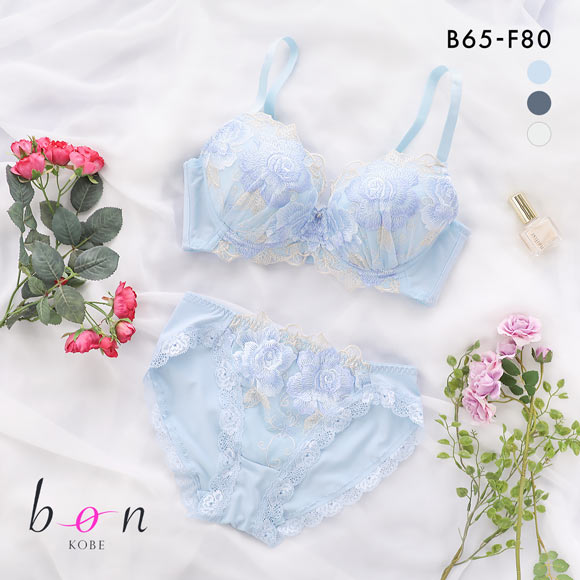 ビーオーエヌ 美胸 脇寄せ バストメイクブラ 大輪のバラ シリーズ ブラジャー ショーツ セット BCDEF 脇すっきり 脇高 脇肉 bon