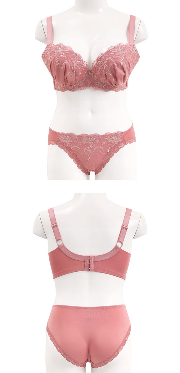 ビーオーエヌ 脇スッキリバストメイクブラ カシュクール フラワーレース シリーズ 脇高 ブラジャー ショーツ セット GHI