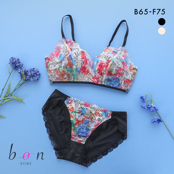 ビーオーエヌ 脇高ノンワイヤーブラ とろRich 花柄プリント