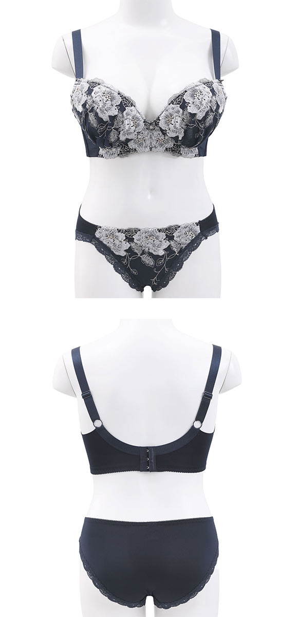 ビーオーエヌ 脇スッキリバストメイクブラ 花柄 カシュクール シリーズ 脇高 ブラジャー ショーツ セット GHI 大きいサイズ