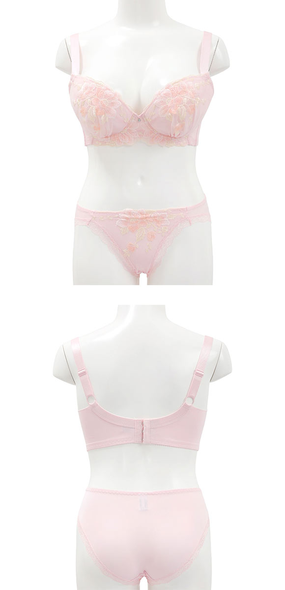 ビーオーエヌ 美胸 脇寄せ バストメイクブラ ペールフラワー シリーズ ブラジャー ショーツ セット GHI 脇すっきり グラマー bon
