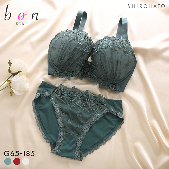 ビーオーエヌ ボリュームフラワー シリーズ 脇高 ブラジャー ショーツ セット GHI 大きいサイズ 脇すっきり 脇肉 bon