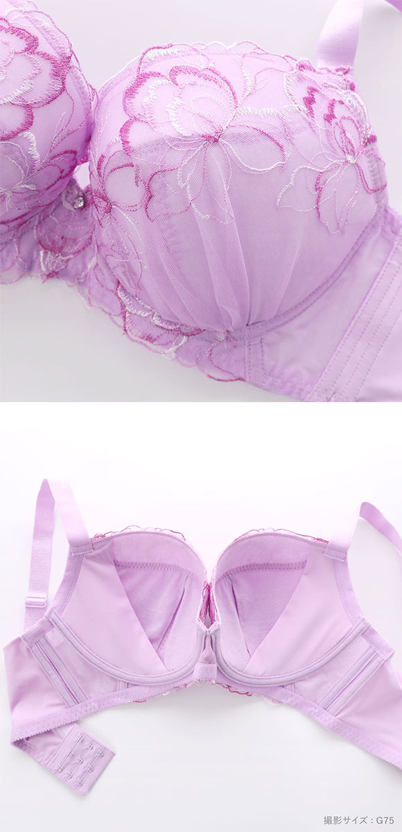 ビーオーエヌ エフォートレスフラワー シリーズ 脇高 ブラジャー ショーツ セット GHI 大きいサイズ 脇すっきり 脇肉 bon