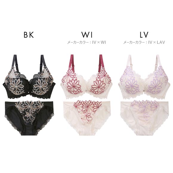 ビーオーエヌ アイコニックブルーム シリーズ 脇高 ブラジャー ショーツ セット GHI 大きいサイズ 脇すっきり 脇肉 bon