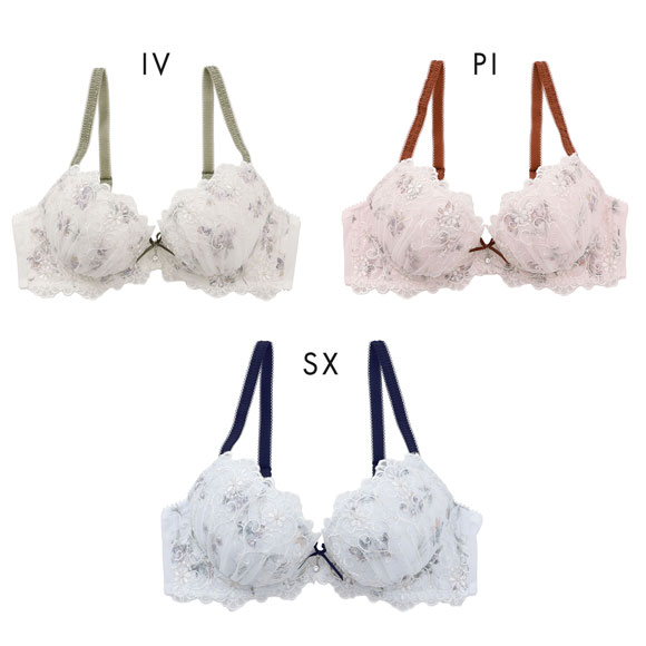 パリーゼ アモーレ ブラジャー BCD 花柄プリント 刺繍レース まる胸 ナチュラル ナイスフィット Palissee