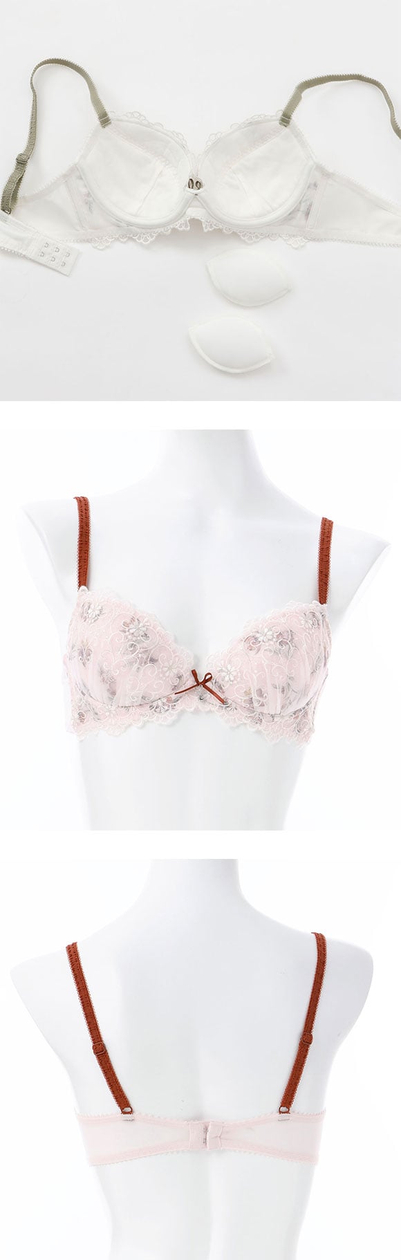 パリーゼ アモーレ ブラジャー EF 大きいサイズ 花柄プリント 刺繍レース まる胸 ナチュラル ナイスフィット Palissee