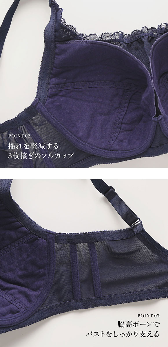 パリーゼ Palissee 大きな胸を小さく見せるブラ 脇高 脇肉 胸元カバー ブラジャー GH 総レース 大きいサイズ