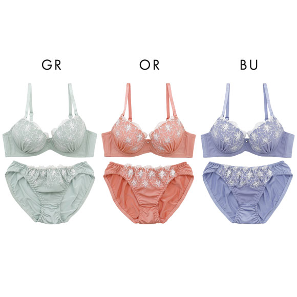 プチマリー シルバーラメフラワー ブラジャー ショーツ セット モールド ABCD petit marie WHITE