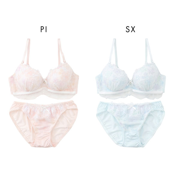 プチマリー ピュアフラワープリント ブラジャー ショーツ セット