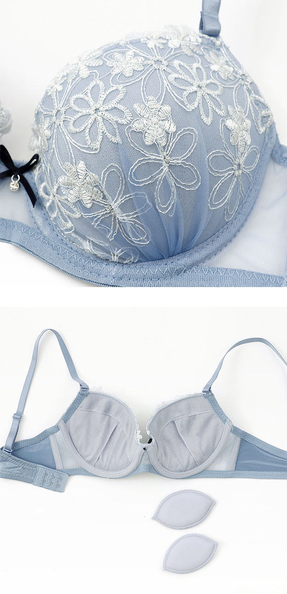 プチマリー ラメフラワー ブラセット モールド EF ブラジャー ショーツ セット 大きいサイズ petit marie WHIT