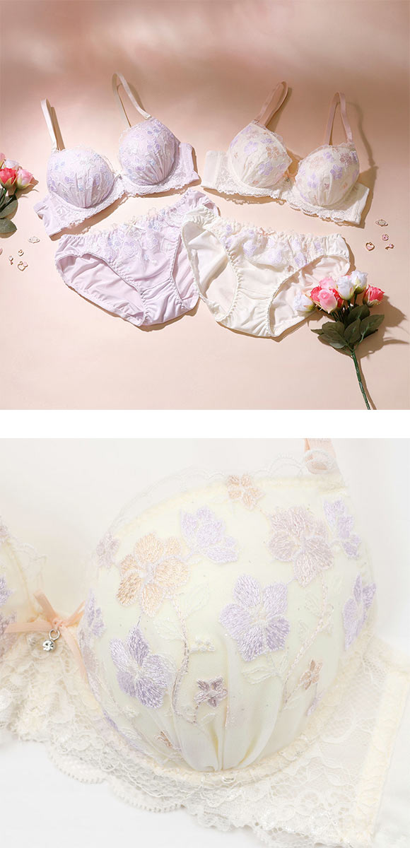 プチソワレ マルチカラーフラワー ブラセット BCD ブラジャー ショーツ セット petit soiree