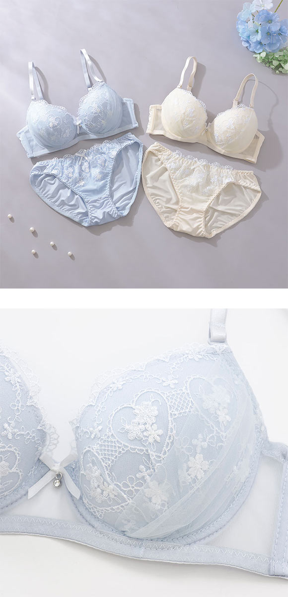 プチマリー ガーリーハートレース ブラセット ABCD ブラジャー ショーツ セット petit marie WHITE