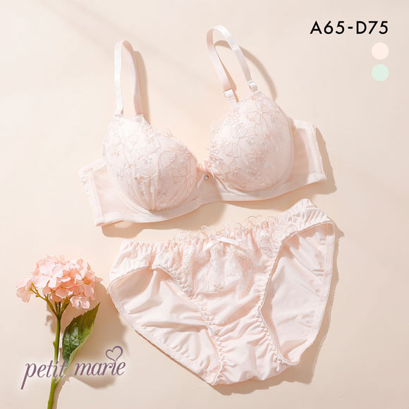 プチマリー ガーリーリボンレース ブラセット ABCD ブラジャー ショーツ セット petit marie WHITE