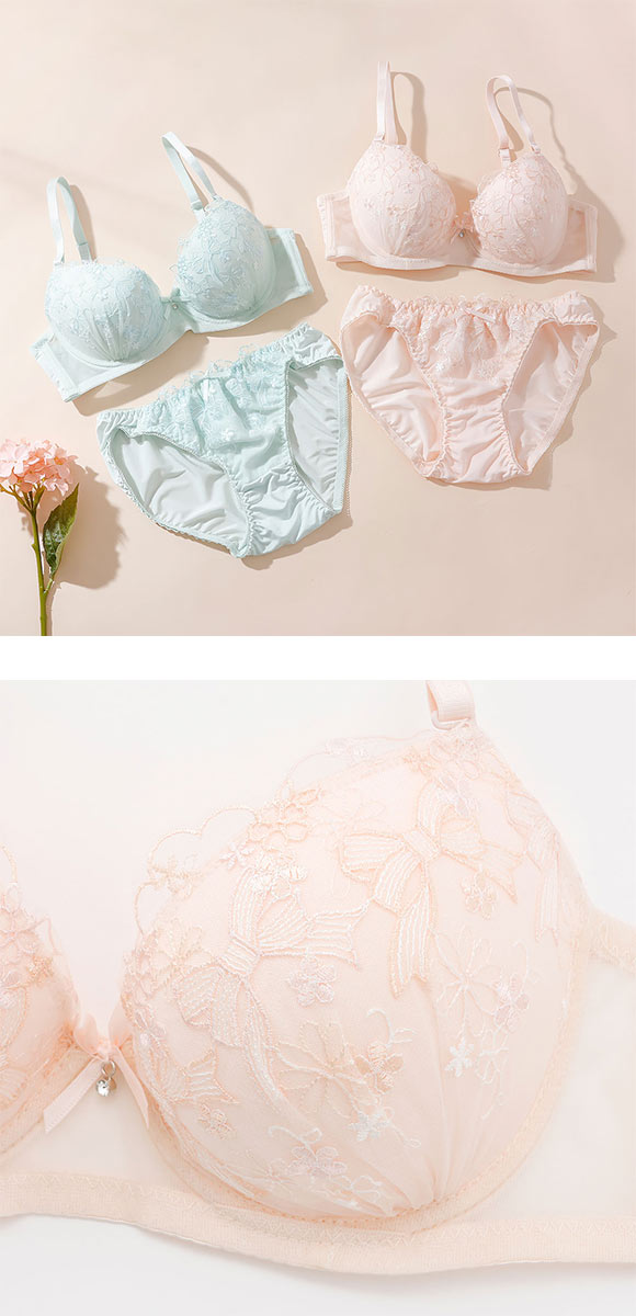 プチマリー ガーリーリボンレース ブラセット ABCD ブラジャー