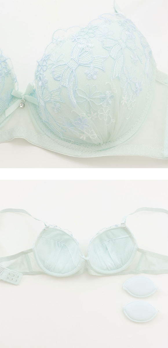 プチマリー ガーリーリボンレース ブラセット ABCD ブラジャー ショーツ セット petit marie WHITE