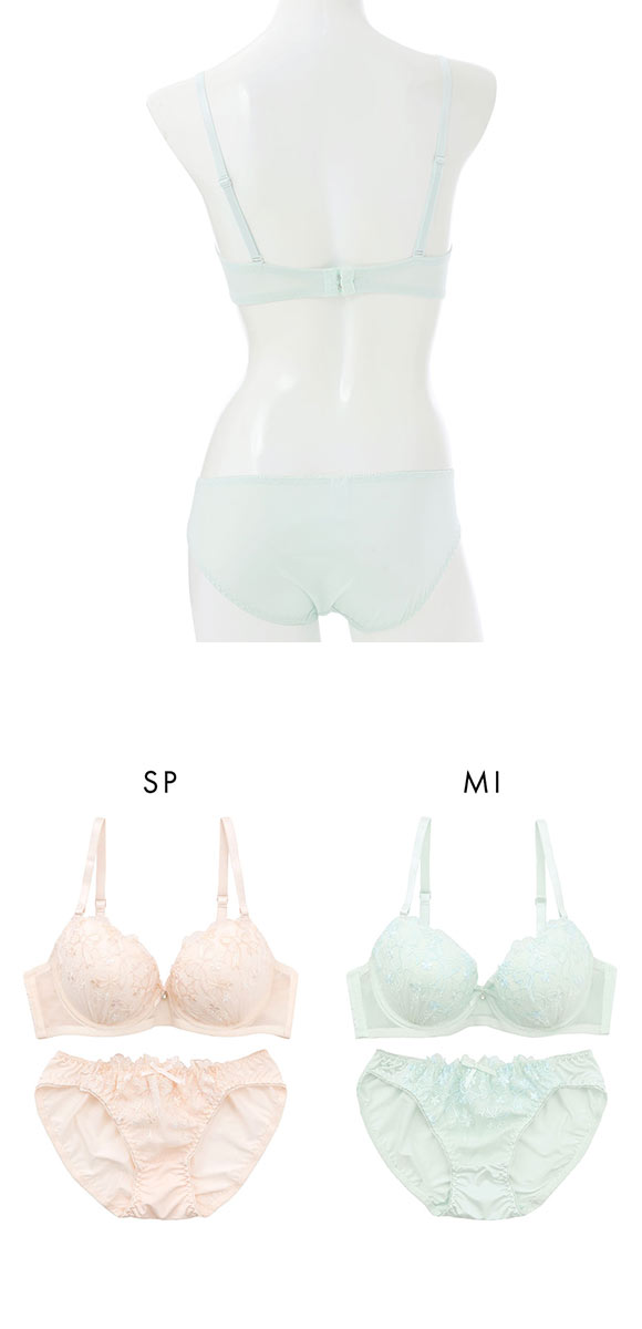 プチマリー ガーリーリボンレース ブラセット ABCD ブラジャー ショーツ セット petit marie WHITE