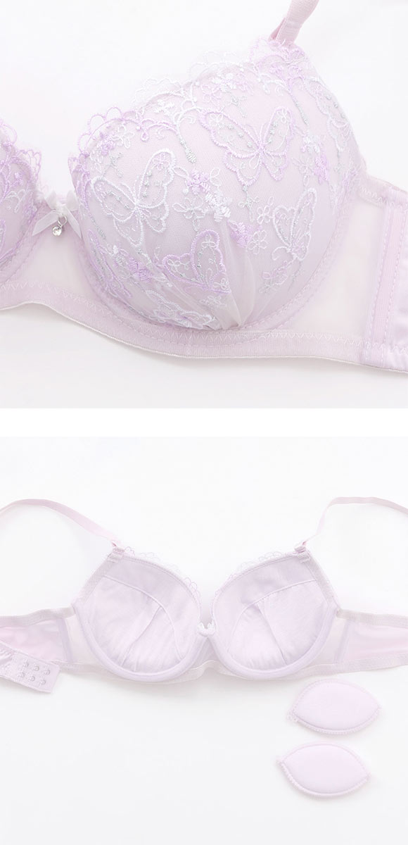プチマリー ガーリーバタフライレース ブラセット ブラジャー ショーツ セット ABCD petit marie WHITE