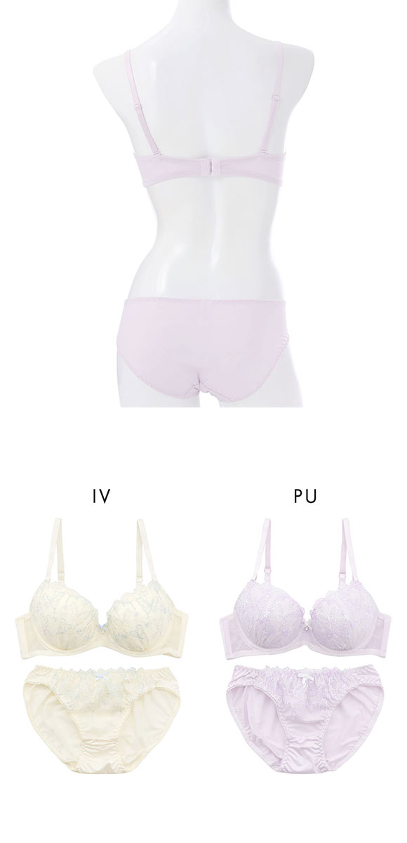 プチマリー ガーリーバタフライレース ブラセット ブラジャー ショーツ セット ABCD petit marie WHITE