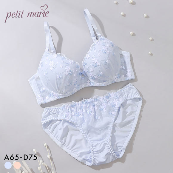プチマリー プチフラワー刺繍 ブラセット ABCD ブラジャー ショーツ
