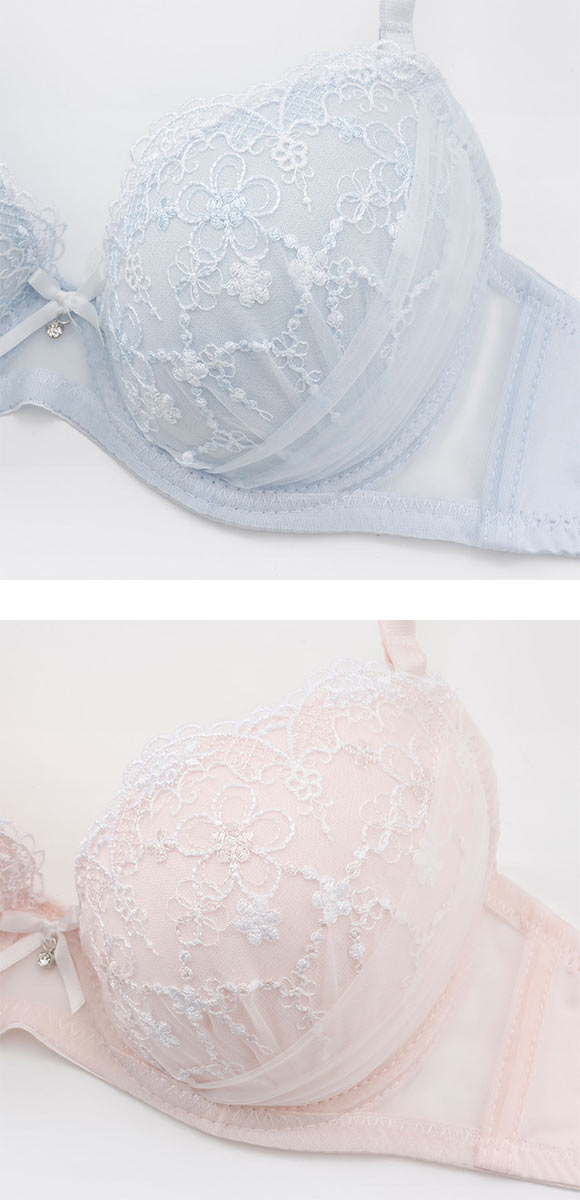 プチマリー ピュアフラワーレース ブラセット ABCD ブラジャー ショーツ セット サイドチュール petit marie WHITE