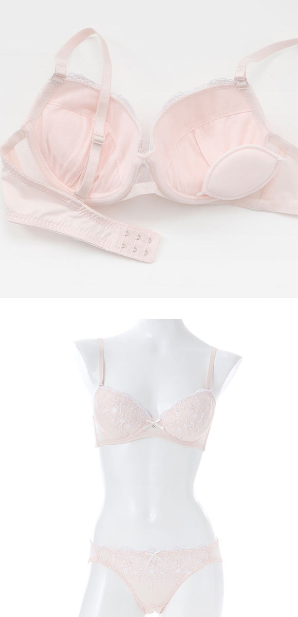 プチマリー ピュアフラワーレース ブラセット ABCD ブラジャー ショーツ セット サイドチュール petit marie WHITE
