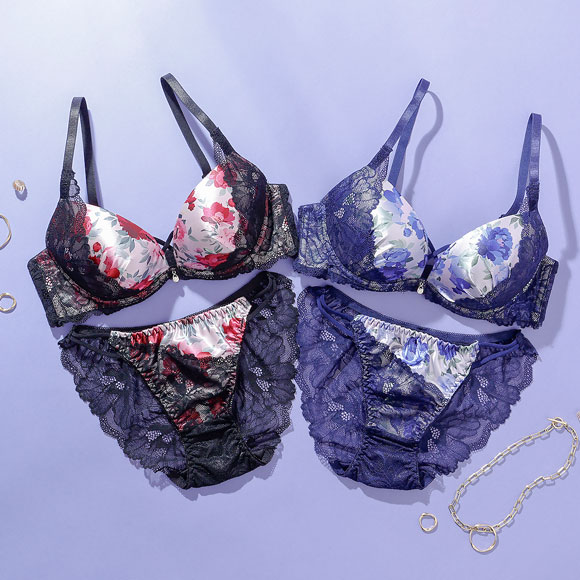 【プリティハット】ブラジャー&amp;ショーツ　7点セット エレガント プリティキャットレース ブラセット ABCDEF 大きいサイズ
