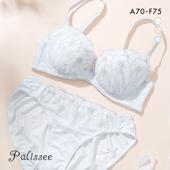 パリーゼ Palissee アティランフルール ブラジャー ショーツ セット ナイスフィット 花柄ラメ刺繍 ABCDEF